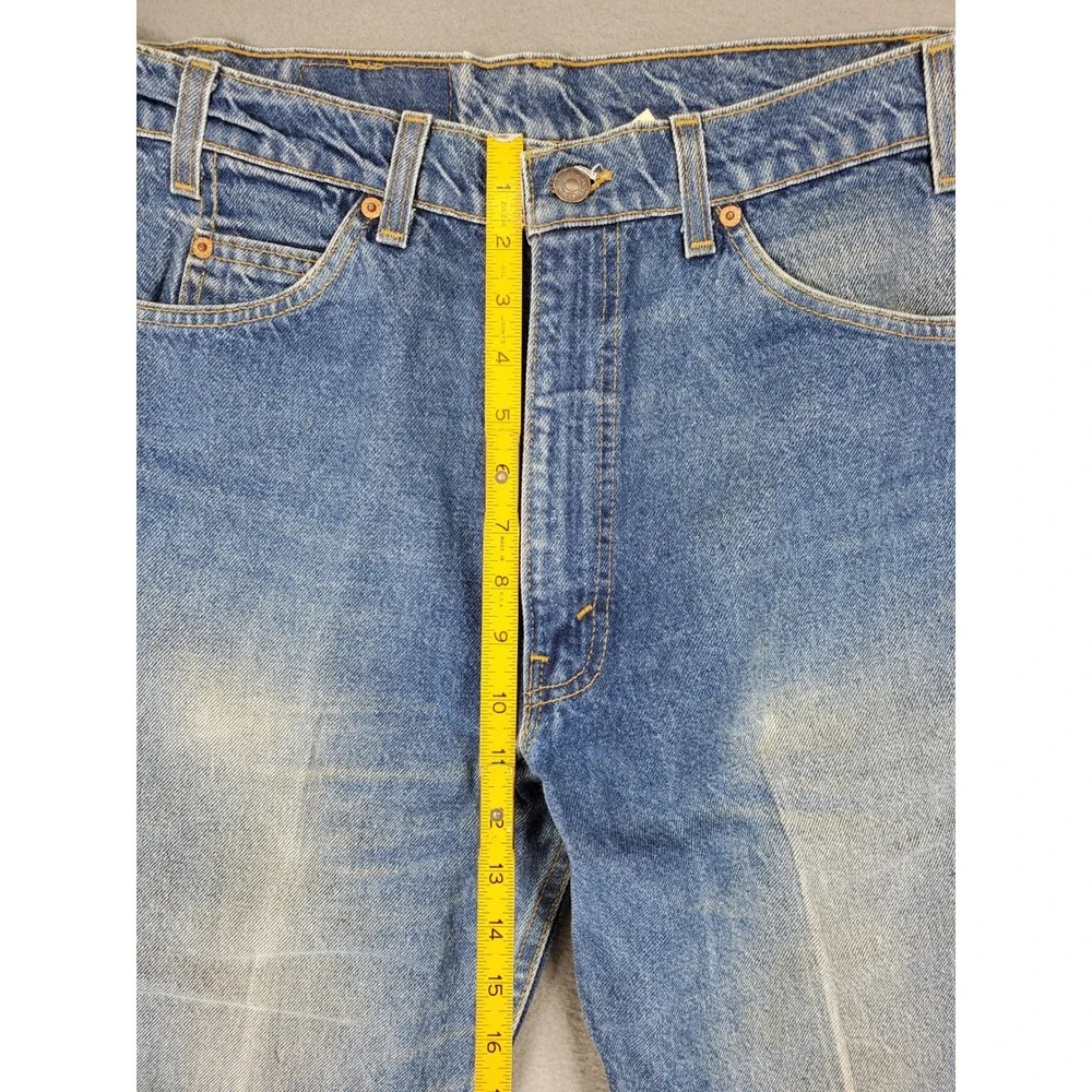 Levi's 517 Bootcut Jeans Men 36 Blue Vintage Orange Tab Made in USA Raw Hem 90s